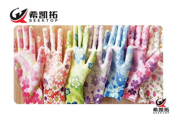 13G Floral Printed Polyester Shell PU Coated 3